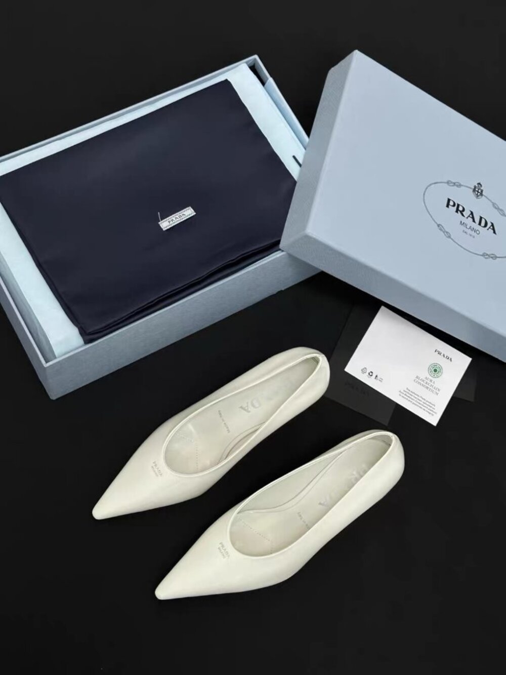 PRADA White Patent Leather Pointed Toe High Heel Pumps